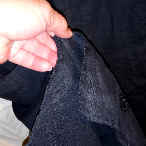 100% Linen Button Down long sleeve Top Black Color Size 1XL - Picture 4 of 9